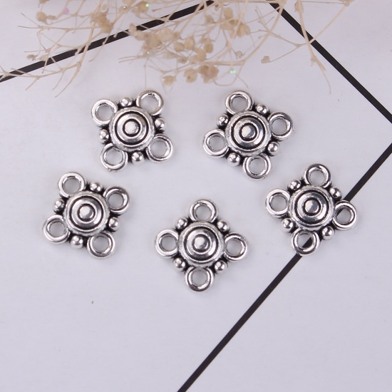 Picture of Zinc Based Alloy Connectors Spiral Antique Silver 15mm x 15mm, 100 PCs