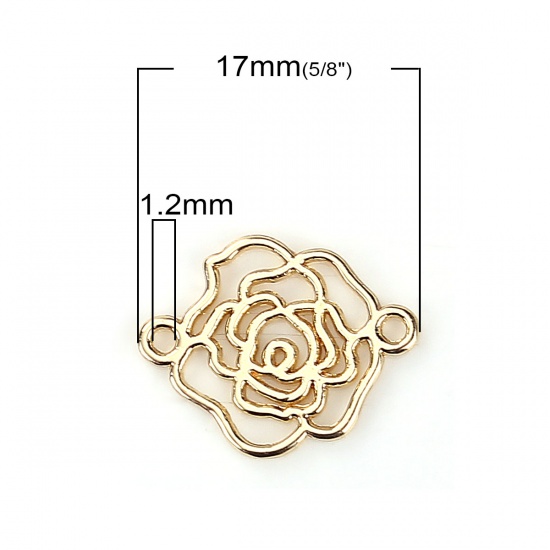 Image de Connecteurs en Alliage de Zinc Rose Doré Creux 17mm x 14mm, 20 Pcs