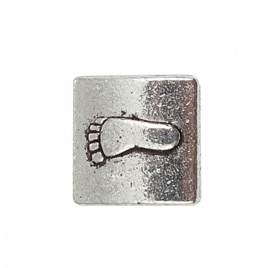Picture of Zinc Based Alloy Spacer Beads Square Antique Silver Footprint 11mm x 11mm, Hole: Approx 1.9mm, 50 PCs