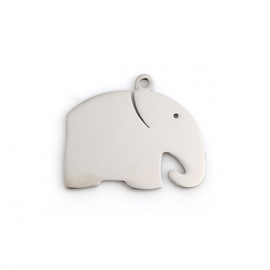 Imagen de 304 Acero Inoxidable Silueta Animal Colgantes Charms Elefante Tono de Plata 28mm x 24mm, 1 Unidad