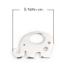 304ステンレス鋼 ペット シルエット ペンダント 象 シルバートーン スター 31mm x 20mm、 1 個 の画像