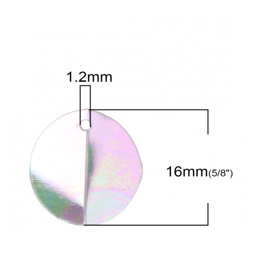 Image de Breloques en PVC Paillette Rond Transparent, Couleur AB 16mm Dia., 500 Pcs