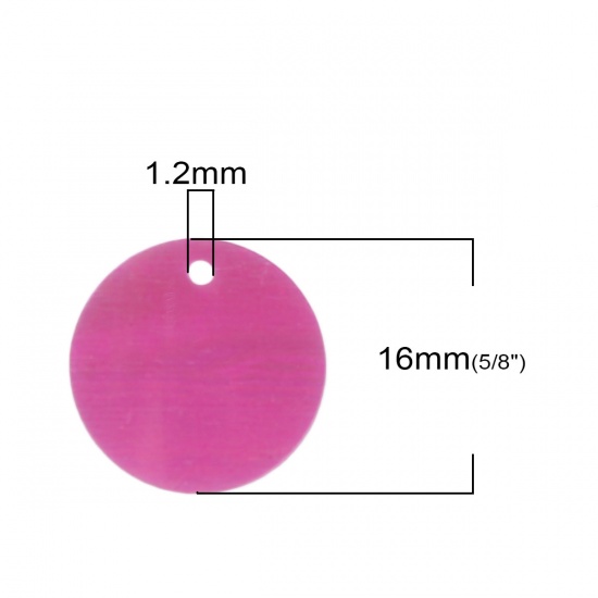 Picture of PVC Paillette Sequin Charms Round Fuchsia Transparent AB Color 16mm Dia, 500 PCs