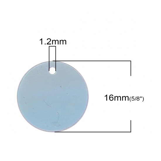 Immagine di PVC Charm Paillette Lustrino Charms Tondo Argento Argento 16mm Dia, 500 Pz
