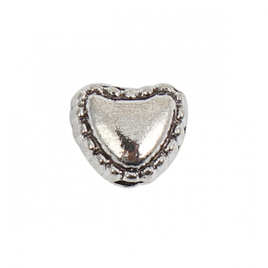 Picture of Zinc Based Alloy Spacer Beads Heart Antique Silver 6mm x 5mm, Hole: Approx 1.8mm, 100 PCs