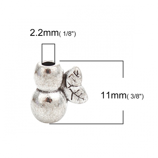 Bild von Zinklegierung Zwischenperlen Spacer Perlen Flaschenkürbis Antiksilber 11mm x 10mm, Loch:ca. 2.2mm, 50 Stück
