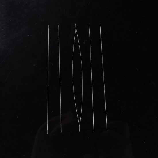Image de Aiguilles à Enfiler les Perles en Alliage de Fer Argent Mat, 12.7cm 0.5mm, 5 Pcs