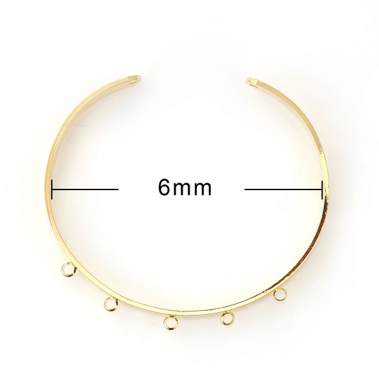 Image de Bracelet Manchette Jonc Semi-Ouvert en Laiton Base de Bracelets pour la Fabrication de Bijoux DIY Pouvoir Accrocher des Breloques Doré 16cm long, 1 Pièce