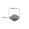 Picture of Zinc Based Alloy Spacer Beads Fan-shaped Antique Silver Color Rhombus 15mm x 10mm, Hole: Approx 1.3mm, 50 PCs