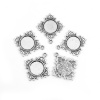 Picture of Zinc Based Alloy Charms Rhombus Antique Silver Leaf Cabochon Settings (Fits 13mm Dia.) 29mm x 26mm, 30 PCs