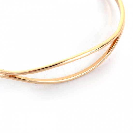 Picture of Brass Open Cuff Bangles Bracelets Marquise Gold Plated 18cm(7 1/8") long, 1 Piece                                                                                                                                                                             