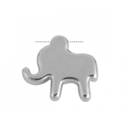 Imagen de Zamak Cuentas Elefante Tono de Plata 12mm x 11mm, Agujero: Aprox 1.1mm, 100 Unidades