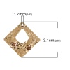 Picture of Zinc Based Alloy Hammered Pendants Rhombus Gold Plated 31mm(1 2/8") x 31mm(1 2/8"), 10 PCs