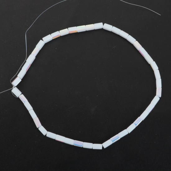 Picture of Glass Beads Rectangle White About 8mm x 4mm, Hole: Approx 1mm, 35cm long, 2 Strands (Approx 44 PCs/Strand)