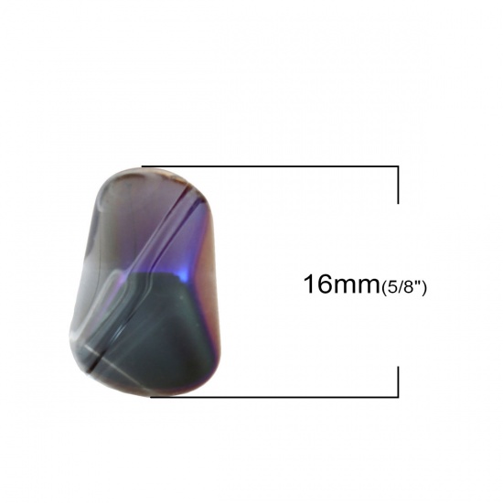 Picture of Glass AB Rainbow Color Aurora Borealis Beads Polygon Purple Transparent About 16mm x 10mm, Hole: Approx 1.2mm, 20 PCs