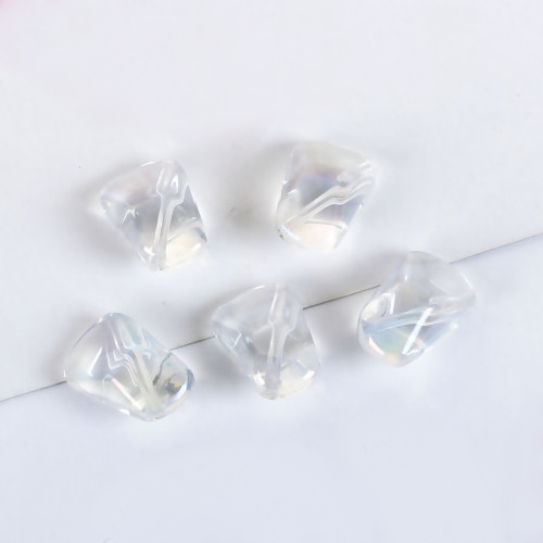 Picture of Glass AB Rainbow Color Aurora Borealis Beads Polygon Transparent Clear About 16mm x 10mm, Hole: Approx 1.2mm, 20 PCs