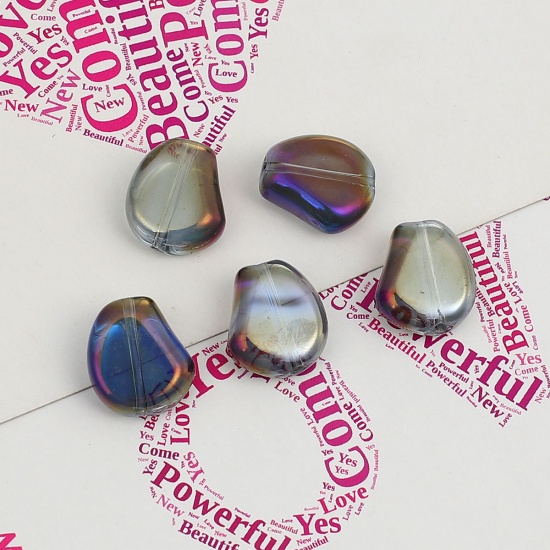 Picture of Glass AB Rainbow Color Aurora Borealis Beads Hyacinth Bean Purple Transparent About 15mm x 13mm, Hole: Approx 1.1mm, 20 PCs
