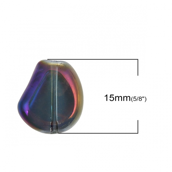 Immagine di Vetro Sciolto AB Arcobaleno colore Aurora Borealis Perline Fagiolino Colore Viola Trasparente Circa 15mm x 13mm, Foro: Circa 1.1mm, 20 Pz