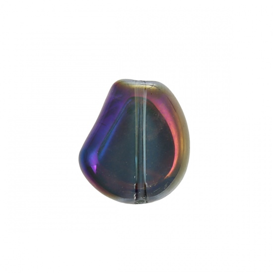 Immagine di Vetro Sciolto AB Arcobaleno colore Aurora Borealis Perline Fagiolino Colore Viola Trasparente Circa 15mm x 13mm, Foro: Circa 1.1mm, 20 Pz