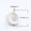 Picture of Zinc Based Alloy Pendants Crescent Moon Double Horn Silver Plated Round Cabochon Settings (Fits 14mm Dia.) 41mm x 34mm, 5 PCs