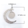 Picture of Zinc Based Alloy Pendants Crescent Moon Double Horn Silver Tone Round Cabochon Settings (Fits 14mm Dia.) 41mm x 34mm, 5 PCs