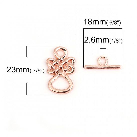 Immagine di Lega di Zinco Alternare Fermagli Nodo Celtico Oro Rosa 23mm x 14mm 18mm x 7mm, 2 Seri