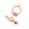Picture of Zinc Based Alloy Toggle Clasps Flower Rose Gold 22mm x 8mm 20mm x 14mm, 2 Sets