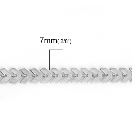 Bild von Messing Spike Kette Silberfarbe Gräte 7x6mm, 1 Meter