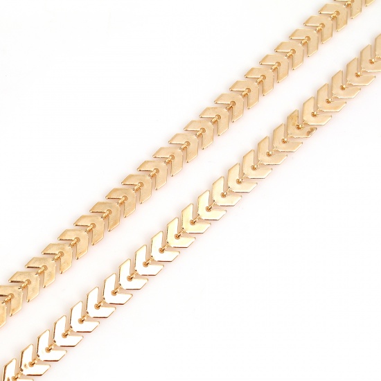 Picture of Brass Spiky Chain Findings Gold Plated Fish Bone 7x6mm( 2/8" x 2/8"), 1 M                                                                                                                                                                                     
