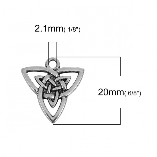 Picture of Zinc Based Alloy Charms Celtic Knot Antique Silver Color 20mm( 6/8") x 19mm( 6/8"), 30 PCs