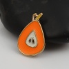 Picture of Zinc Based Alloy Charms Pear Fruit Gold Plated Orange Enamel 19mm( 6/8") x 13mm( 4/8"), 10 PCs