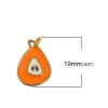 Picture of Zinc Based Alloy Charms Pear Fruit Gold Plated Orange Enamel 19mm( 6/8") x 13mm( 4/8"), 10 PCs