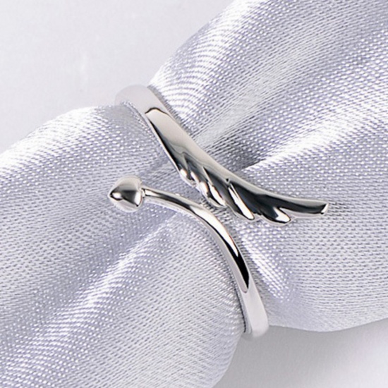 Picture of Brass Open Adjustable Rings Silver Tone Wing 16.5mm( 5/8")(US Size 6), 1 Piece                                                                                                                                                                                