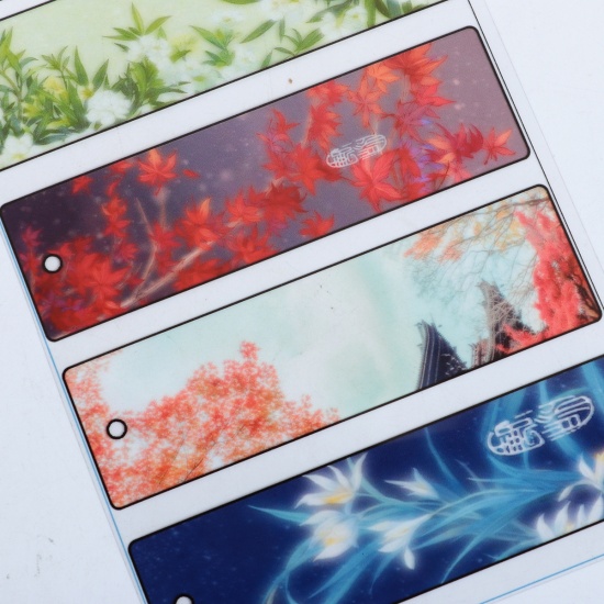 Picture of Resin & PVC DIY Scrapbook Deco Stickers For Resin Craft Rectangle Multicolor Flower Leaves 15cm(5 7/8") x 10.5cm(4 1/8"), 1 Sheet