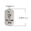 Picture of 201 Stainless Steel Pendants Rectangle Silver Tone Black Message " #1 Dad We Love you " 48mm(1 7/8") x 26mm(1"), 1 Piece