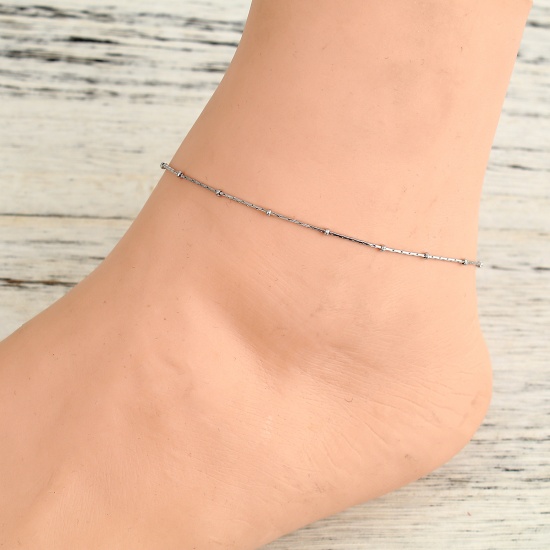 Picture of 304 Stainless Steel Anklet Silver Tone Round 23.7cm(9 3/8") long, 1 Piece