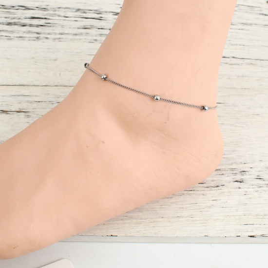 Picture of 304 Stainless Steel Anklet Silver Tone Round 23.2cm(9 1/8") long, 1 Piece