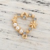 Image de Connecteurs en Alliage de Zinc Cœur Doré Fleurs Imitation Perles à Strass Transparent 19mm x 18mm, 10 Pcs