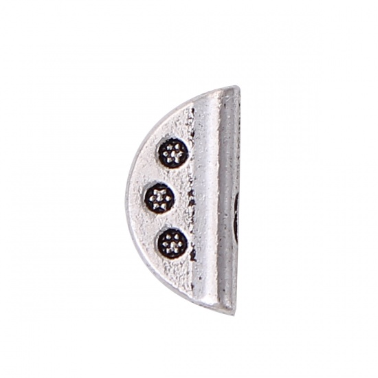 Picture of Zinc Based Alloy Spacer Beads Fan-shaped Antique Silver Dot 15mm x 7mm, Hole: Approx 1.1mm, 100 PCs