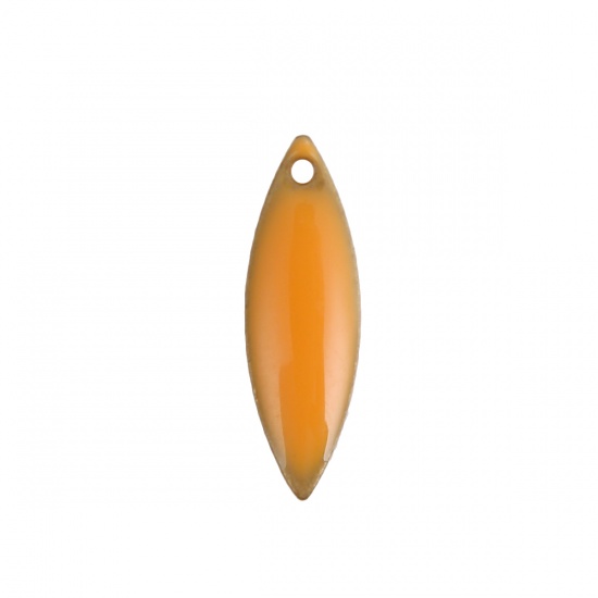 Изображение Латунь Эмалированные Блестки Подвески овальный Фон Оранжевый С Эмалью 16мм(РазмерСША 5,25) x 5мм, 10 ШТ                                                                                                                                                       
