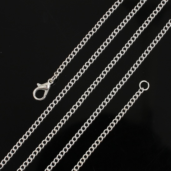 Изображение Ожерелья из Цепочек Посеребренный, Снаряженные Цепи 3.4x2.5мм, 77см длина, 3.4x2.5мм 1 Пакет （ 12 ШТ/Пачка)
