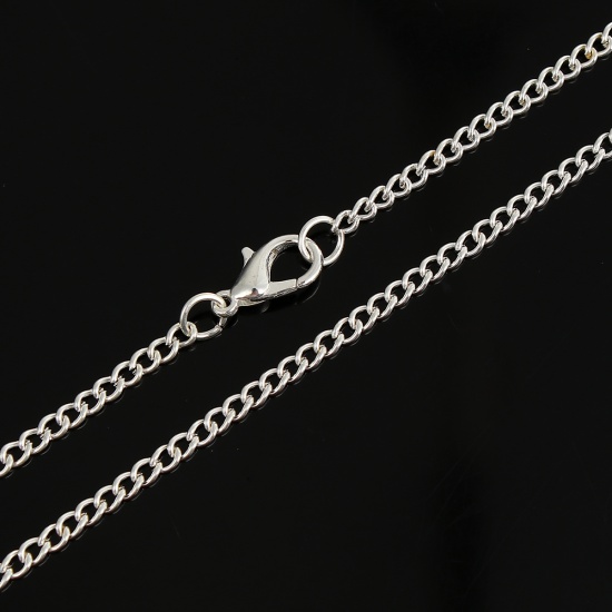 Изображение Ожерелья из Цепочек Посеребренный, Снаряженные Цепи 3.4x2.5мм, 77см длина, 3.4x2.5мм 1 Пакет （ 12 ШТ/Пачка)