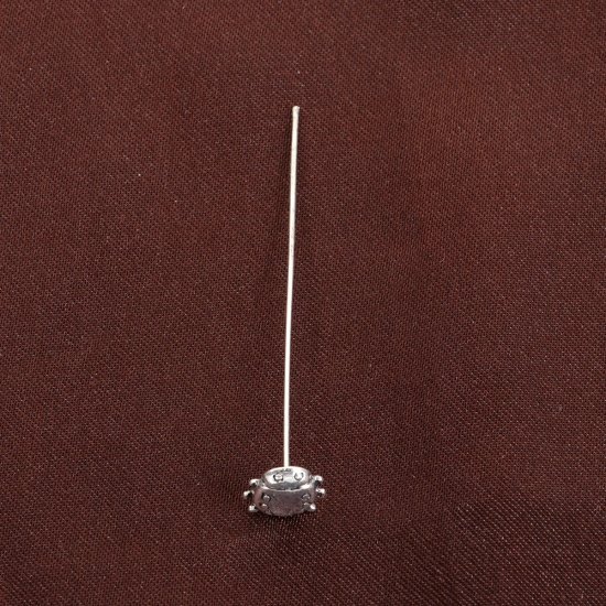 亜鉛合金 ハンドメイド/DIY 基礎金具 玉 ピン 銀古美 スカラベ 5.5cm長さ、 0.7mm、 （21号） 20 個 の画像