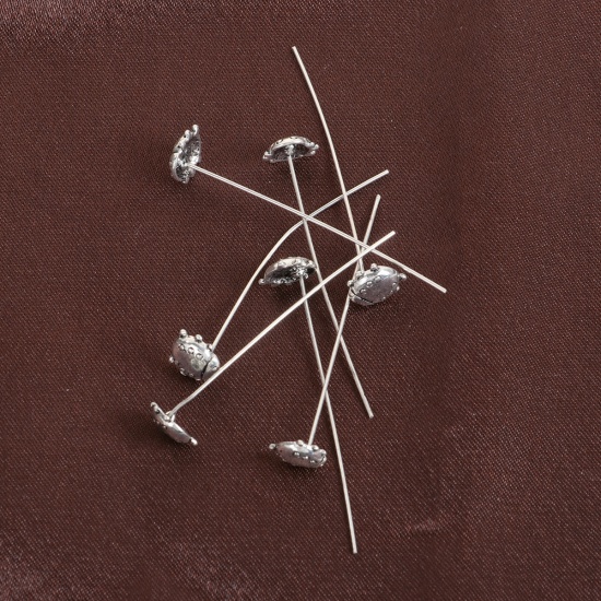 Immagine di Lega di Zinco Testa di Spillo Spilli Argento Antico lunghezza: Scarabeo 5.5cm 0.7mm (21 misura) , 20 Pz