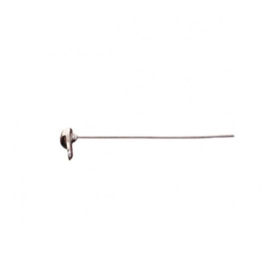 Immagine di Lega di Zinco Testa di Spillo Spilli Argento Antico lunghezza: Scarpe (Adatto Strass ss6 Indietro Strass） 5.8cm 0.7mm (21 misura) , 20 Pz