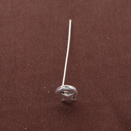 Immagine di Lega di Zinco Testa di Spillo Spilli Argento Antico lunghezza: Luna 5.4cm 0.7mm (21 misura) , 20 Pz