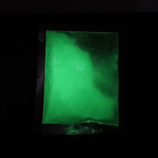 Image de Outils de Bijoux en Résine en Mixte Briller dans le Noir Poudre Pigment Lumineux Vert 8cm x 6cm, 1 Paquet (Env. 10 Grammes)