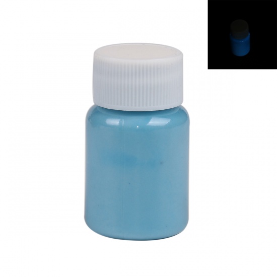 Picture of Resin Jewelry DIY Making Craft Glow In The Dark Luminous Paint Pigment Blue (Contain Liquid) 53mm(2 1/8") x 30mm(1 1/8"), 1 Piece (Approx 15 Grams)