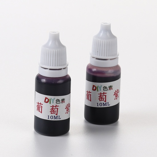 Picture of Mixed DIY Tools For Slime Pigment Liquid Dye Cylinder Purple 60mm(2 3/8") x 21mm( 7/8"), 2 Bottles
