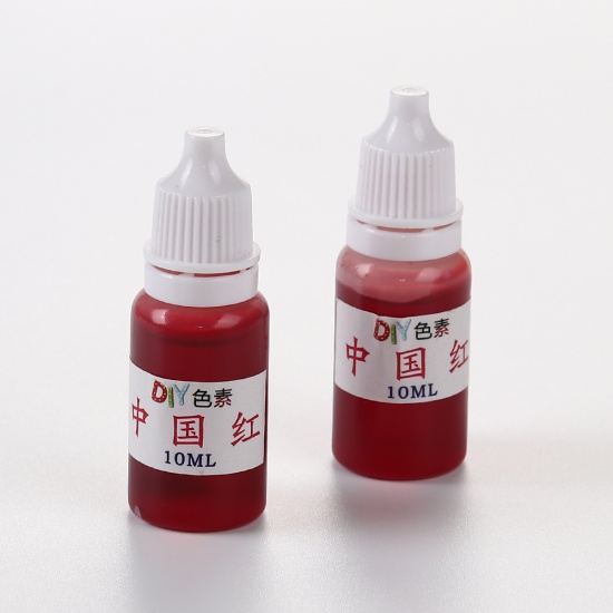Picture of Mixed DIY Tools For Slime Pigment Liquid Dye Cylinder Red 60mm(2 3/8") x 21mm( 7/8"), 2 Bottles